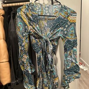 Bohemian Paisley Tie-Front romper